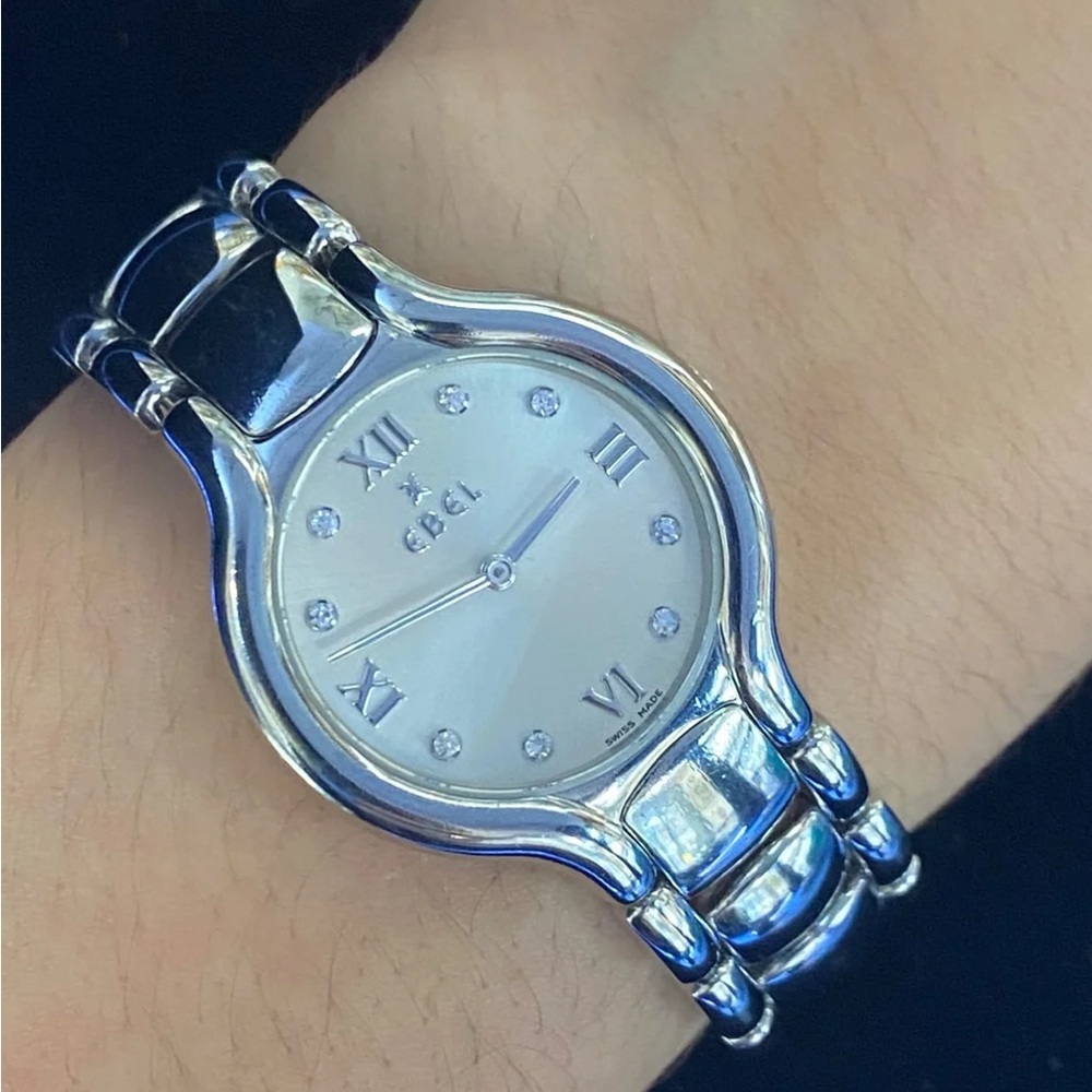 EBEL BELUGA Quartz Ladies SS Wrist Watch W/ 8 Diamond Marker